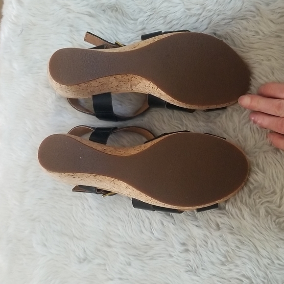 🔮 Clarks Black Cork Wedge Sandals size 9 - Picture 6 of 9